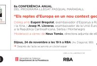 6a Conferència anual de la Fundació Catalunya Europa - Llegat Pasqual Maragall