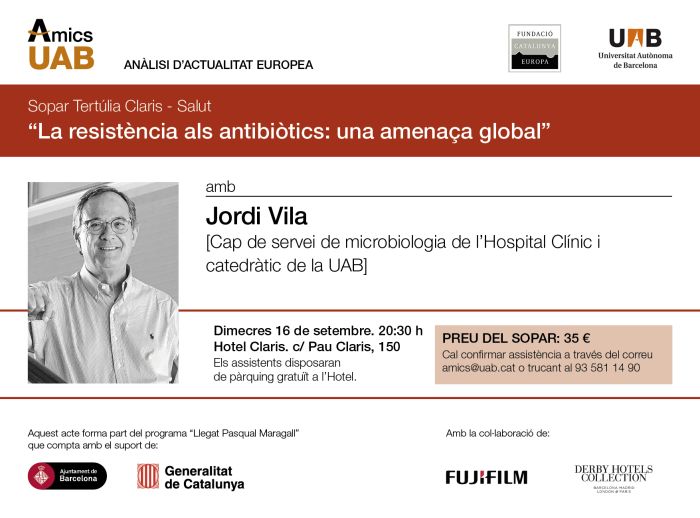 La resistencia a los antibióticos: Una amenaza global. Cena coloquio con el Dr. Jordi Vila 